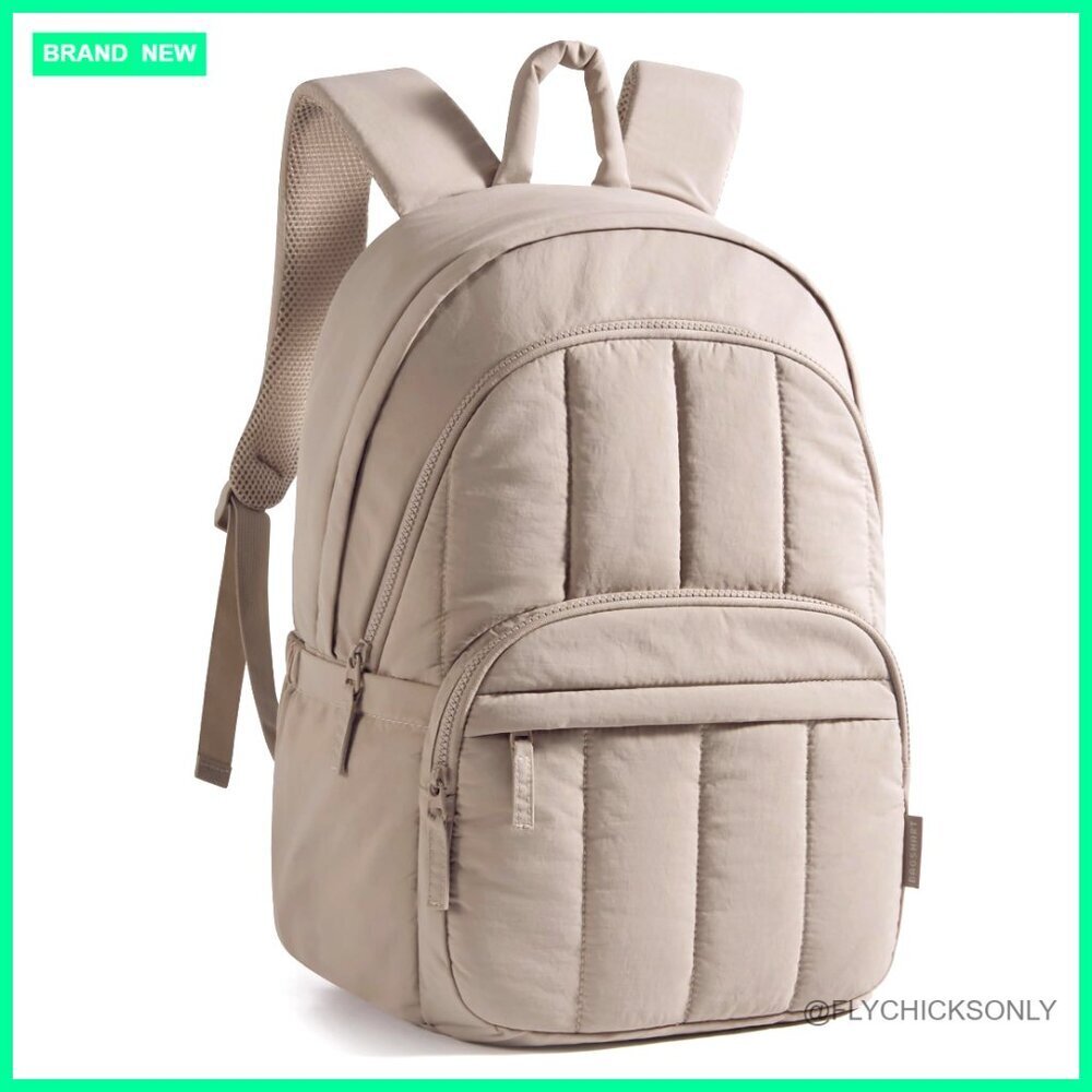 Small Quilted Laptop Backpack, Water-Resistant Daypack for Travel & College